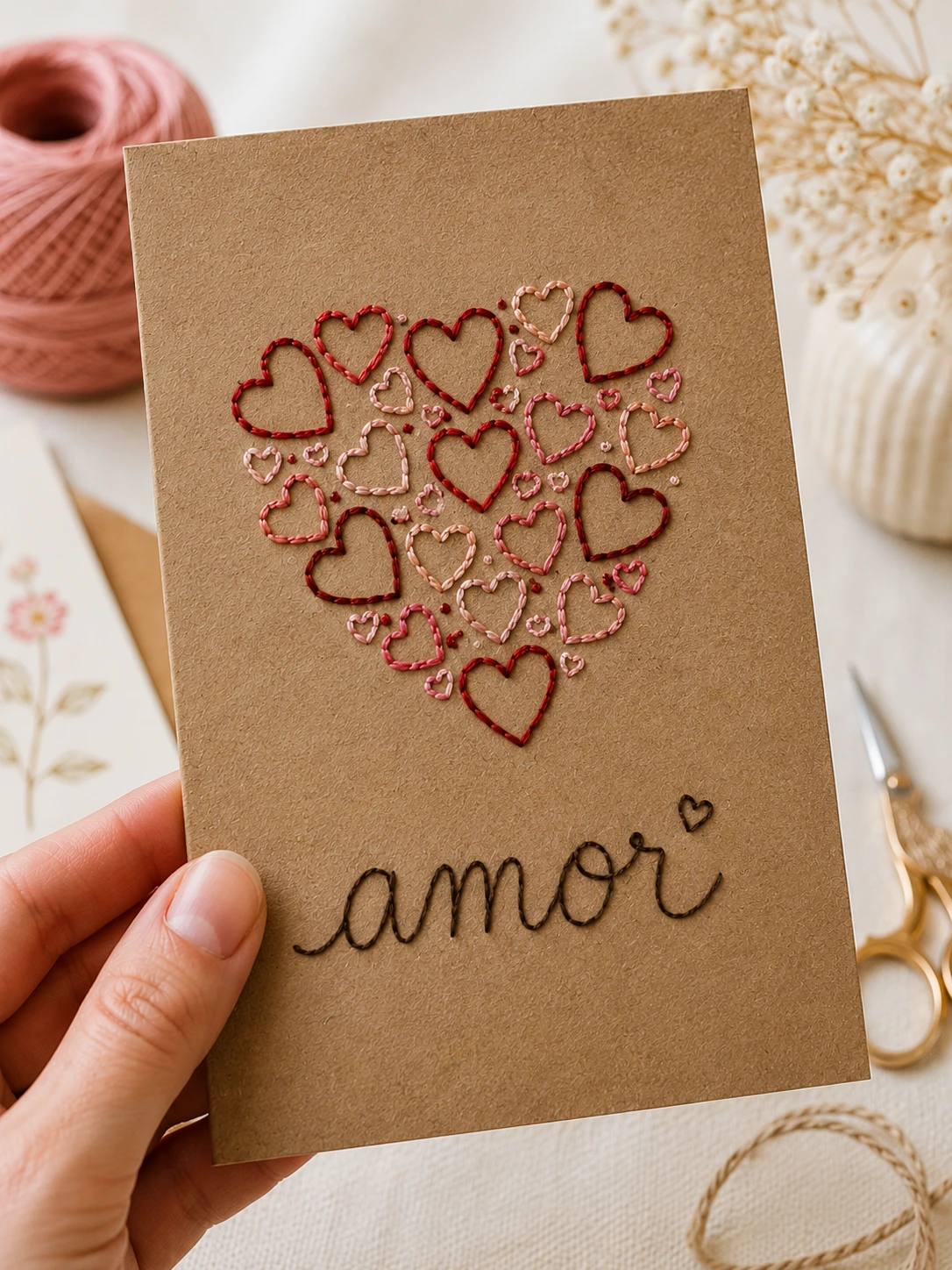 Cartões bordados de Amor
