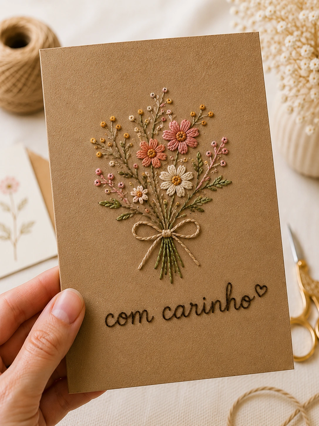 Cartões bordados Florais