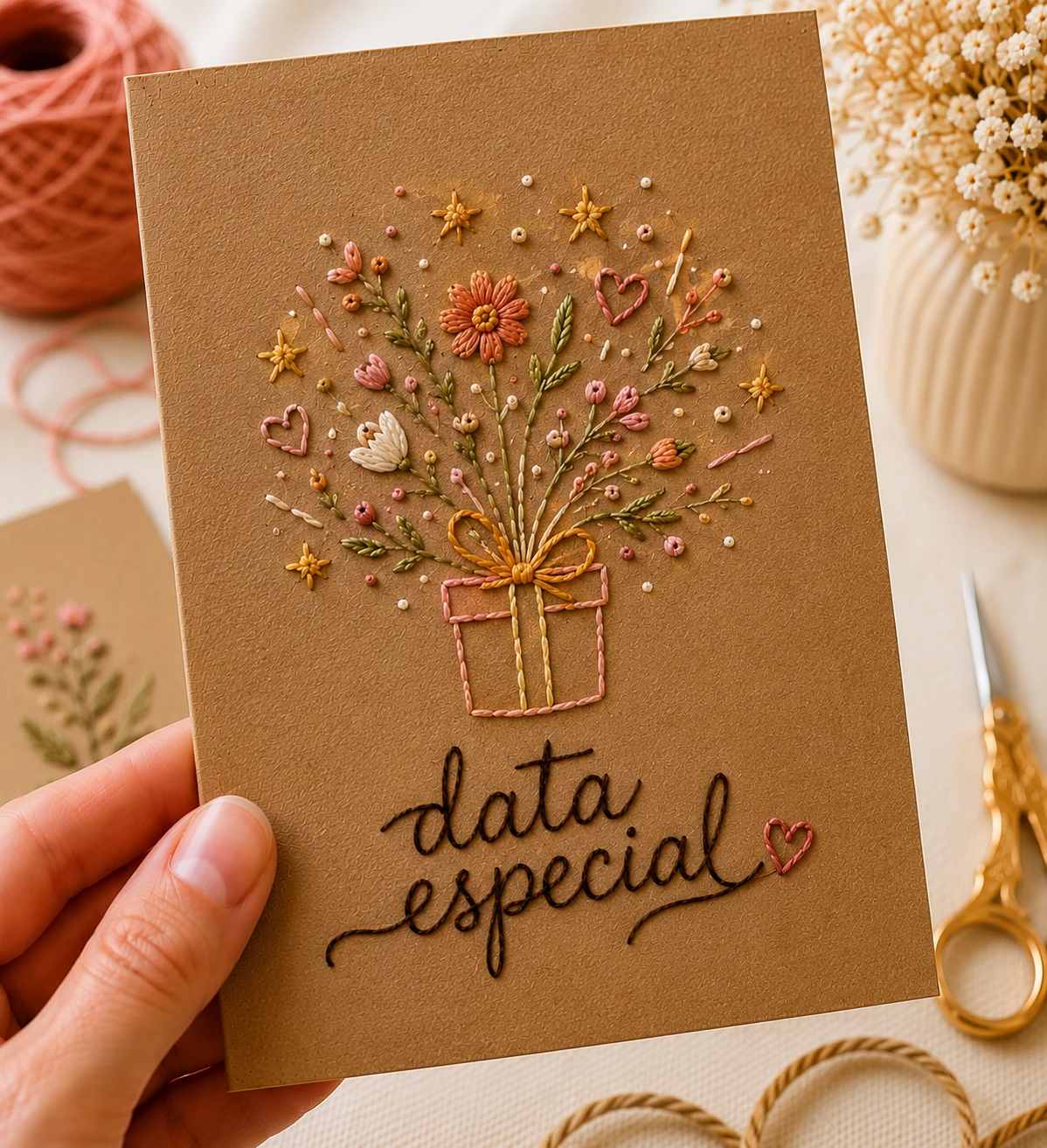 Cartões bordados de Datas Especiais