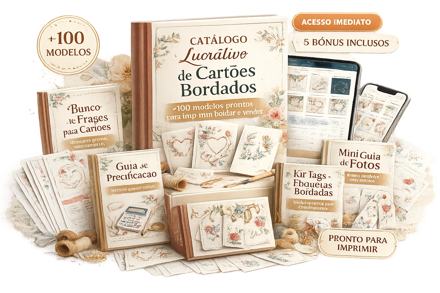Catálogo Lucrativo de Cartões Bordados - mockup do produto