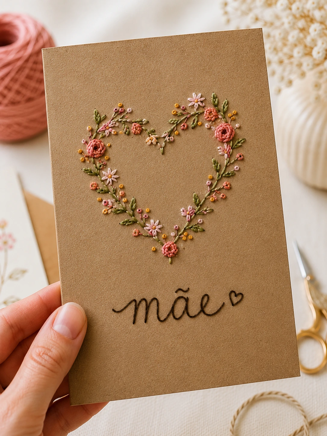 Cartões bordados para Mães